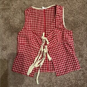 Red Checkered Sleeveless Top